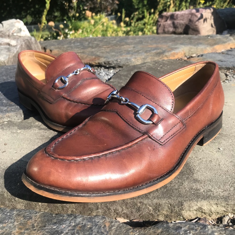 Cole Haan Brown Leather Penny Bit Slip On Loafers